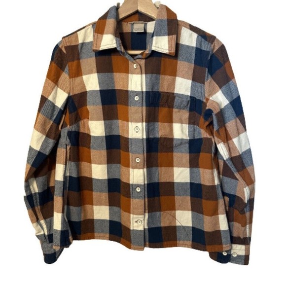 Duluth Trading Top Free Swinging Flannel Shirt Split Tail Untucked Plaid size XS - Picture 1 of 8